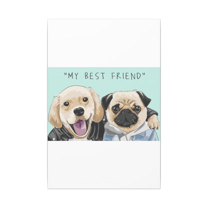 Cute Pug & Puppy Matte Stretched Print