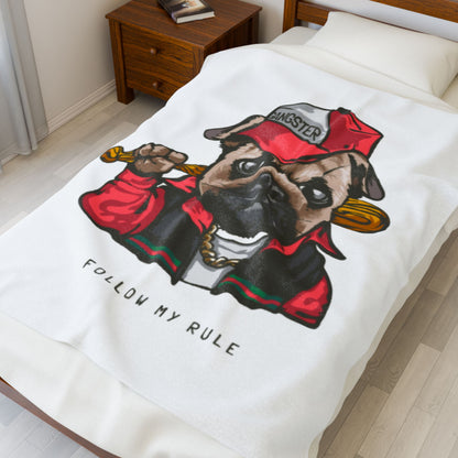 Gangster Pug Throw Velveteen Plush Blanket