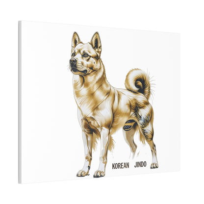 Korean Jindo Dog Illustration Canvas Wall Art | Eco - Limited