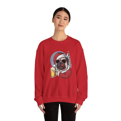 Santa Pug Holding Beer Holiday Crewneck|Eco-Friendly - Limited