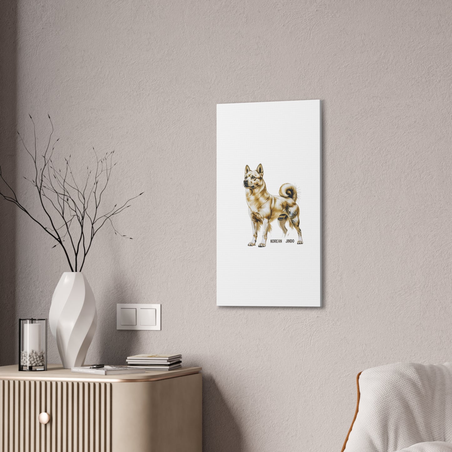 Korean Jindo Dog Illustration Canvas Wall Art | Eco - Limited
