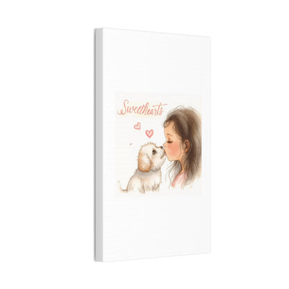 Sweethearts – Child &amp; Puppy Love Canvas | Eco-Limited