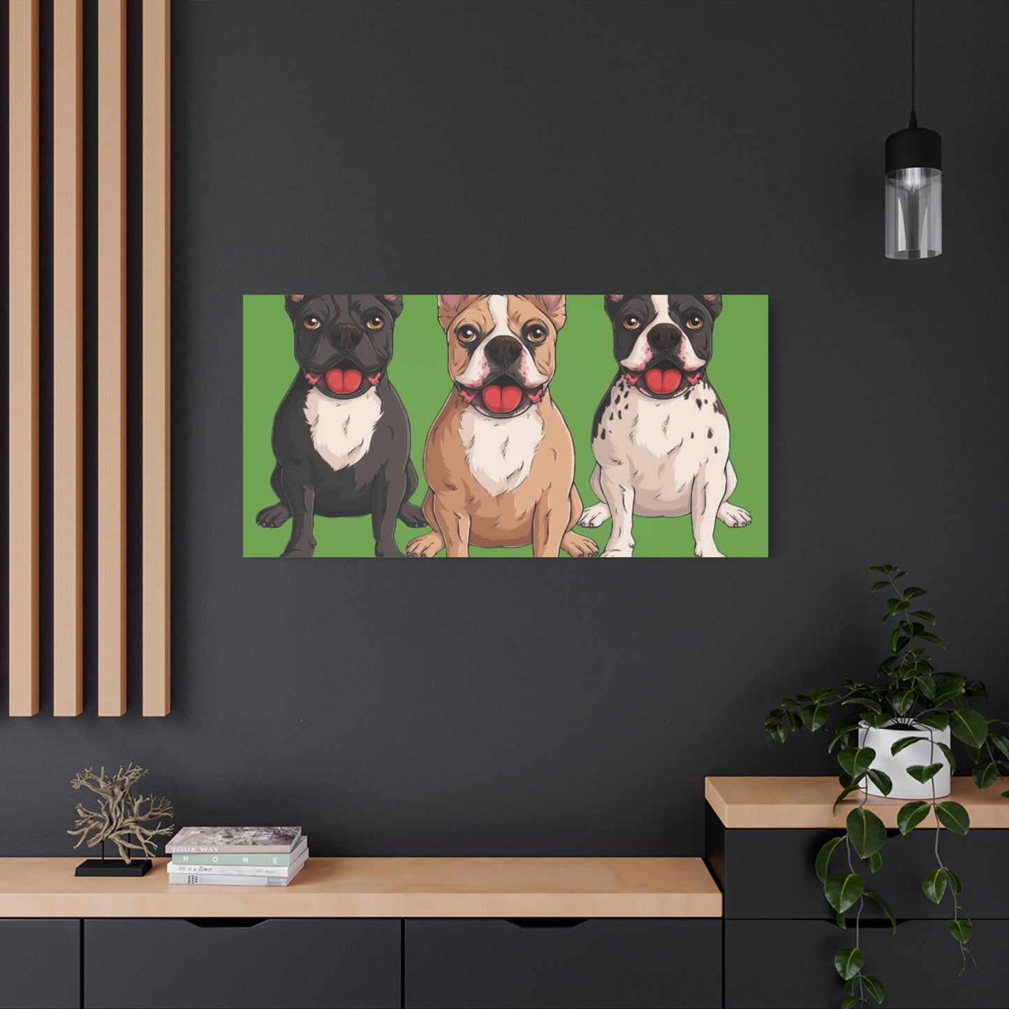 French Bulldog Trio Canvas Wall Art|Eco-Friendly - Limited