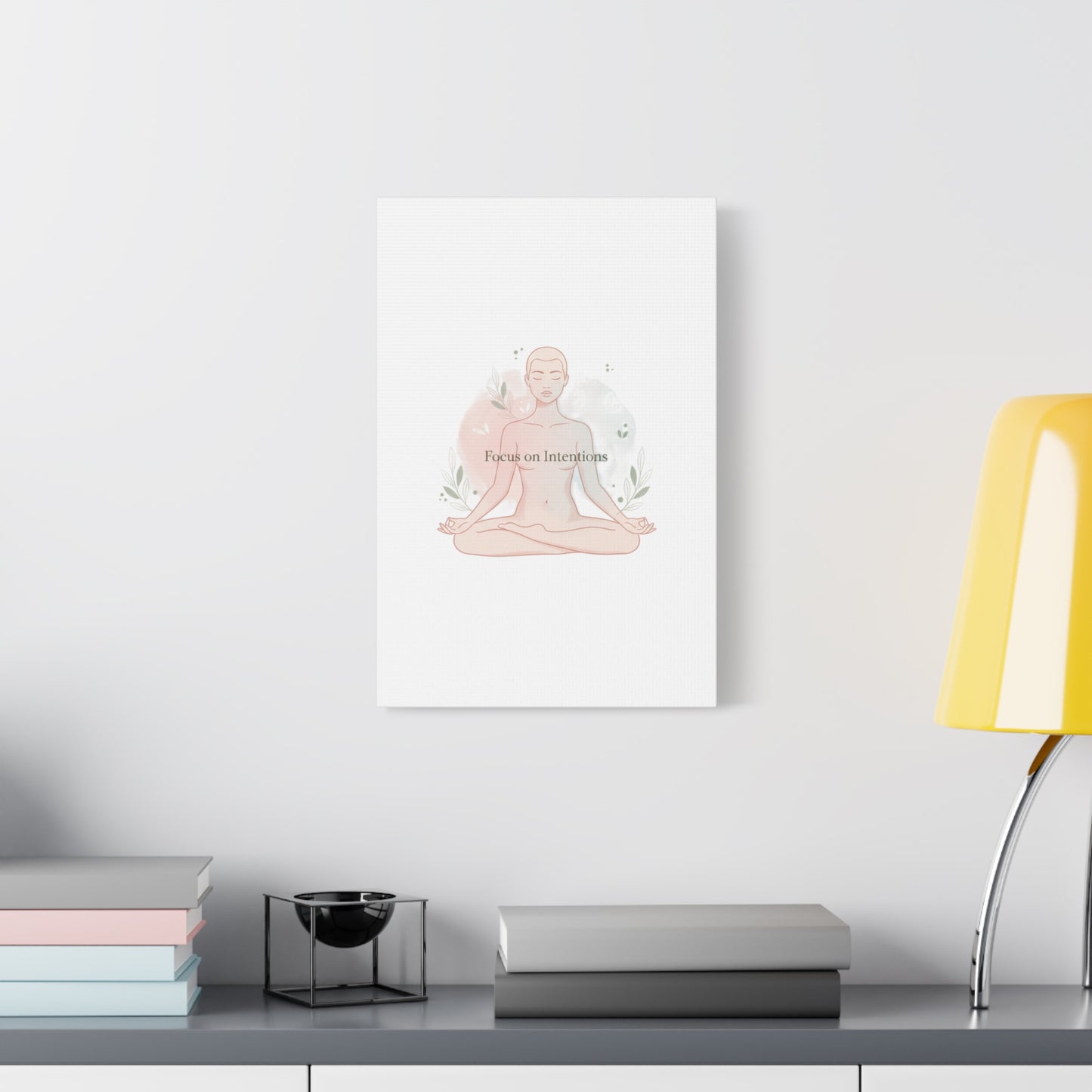 Focus on Intentions Canvas | Gentle Wellness Wall Art, Pastel Gradient Meditation Print