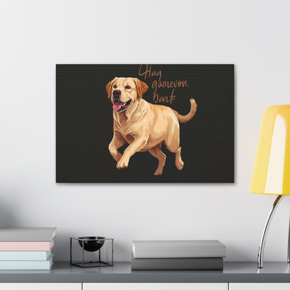 Happy Gamelon Bark Dog Canvas Wall Art | Eco-Limited
