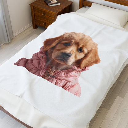 Cute Golden Retriever Puppy Plush Blanket