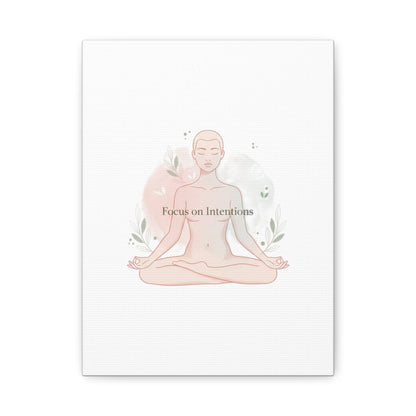 Focus on Intentions Canvas | Gentle Wellness Wall Art, Pastel Gradient Meditation Print