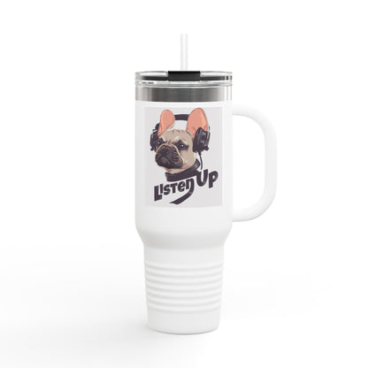 'Listen Up' French Bulldog Headphones Tumbler