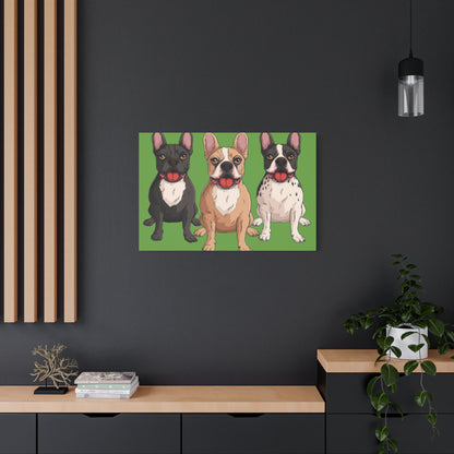 French Bulldog Trio Canvas Wall Art|Eco-Friendly - Limited