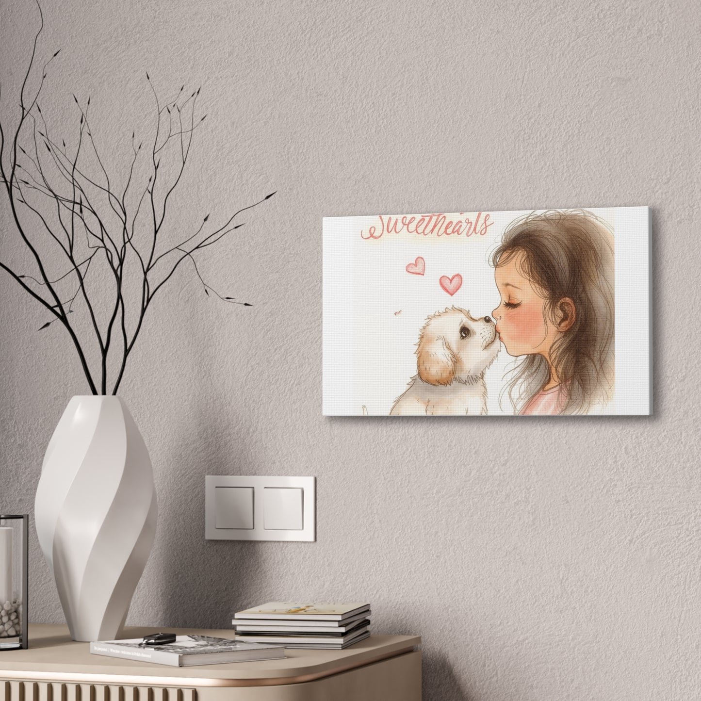 Sweethearts – Child &amp; Puppy Love Canvas | Eco-Limited