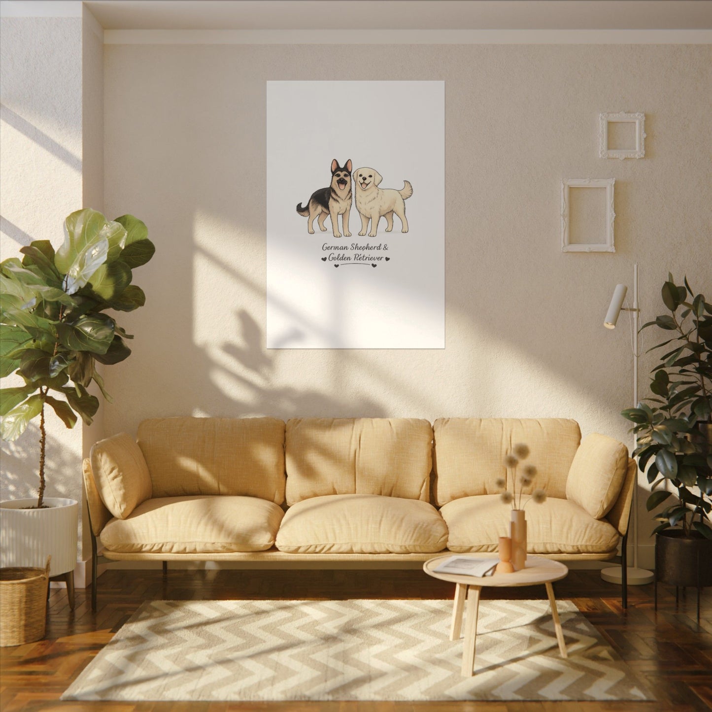 German Shepherd & Golden Retriever Canvas Wall Art