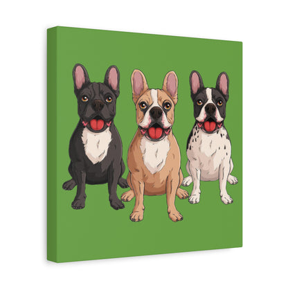 French Bulldog Trio Canvas Wall Art|Eco-Friendly - Limited
