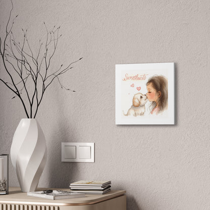 Sweethearts – Child &amp; Puppy Love Canvas | Eco-Limited