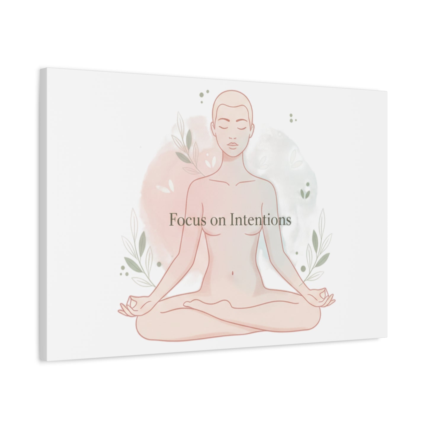 Focus on Intentions Canvas | Gentle Wellness Wall Art, Pastel Gradient Meditation Print