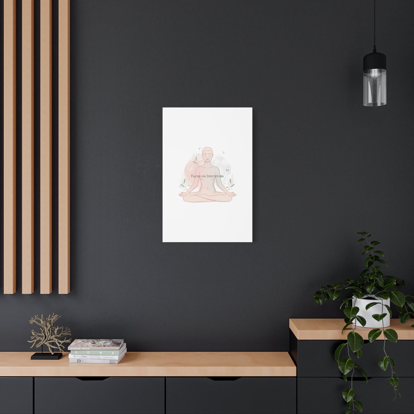 Focus on Intentions Canvas | Gentle Wellness Wall Art, Pastel Gradient Meditation Print
