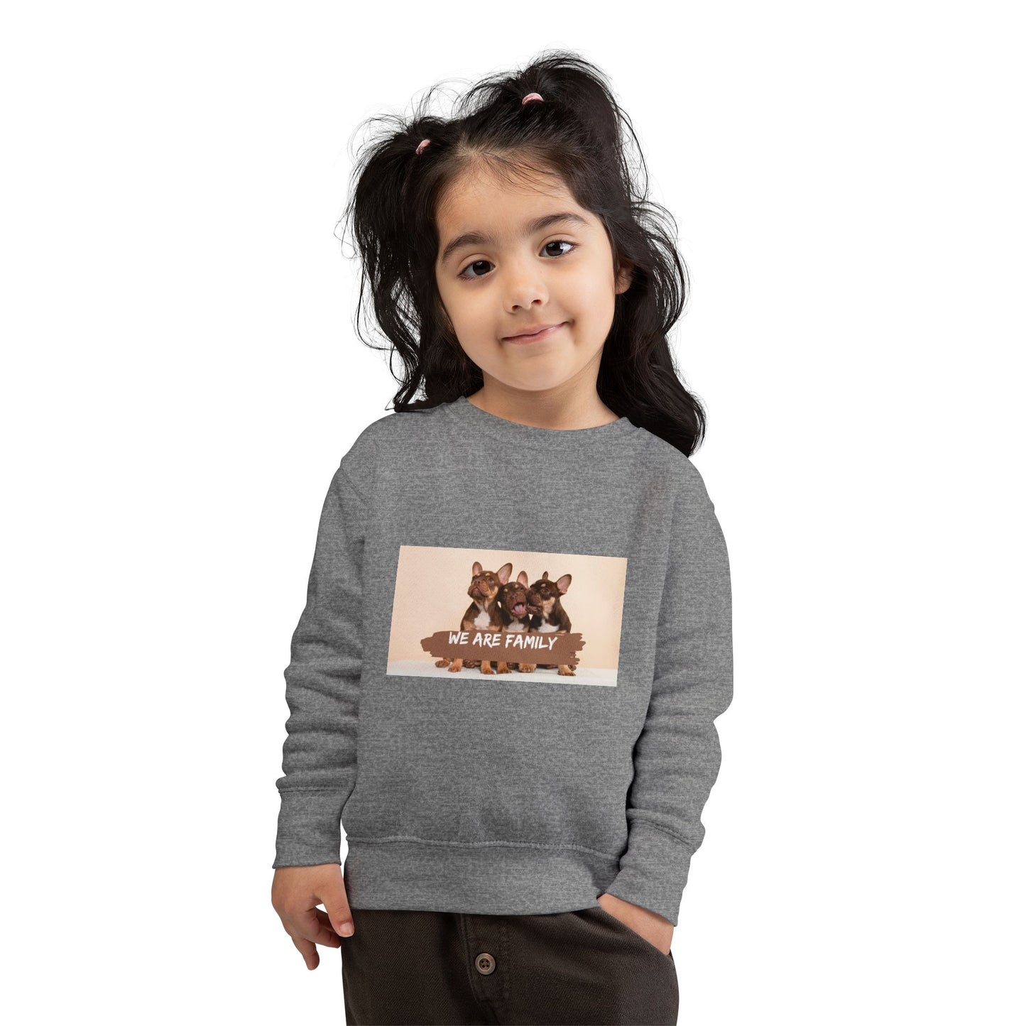 Cute Puppy 'We Are Family' Graphic Pullover