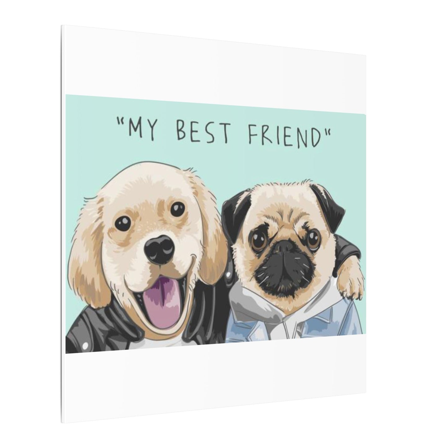 Cute Pug & Puppy Matte Stretched Print