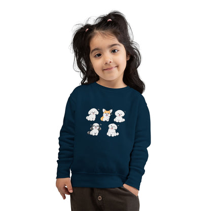 Cute Cartoon Puppies Crewneck for Kids