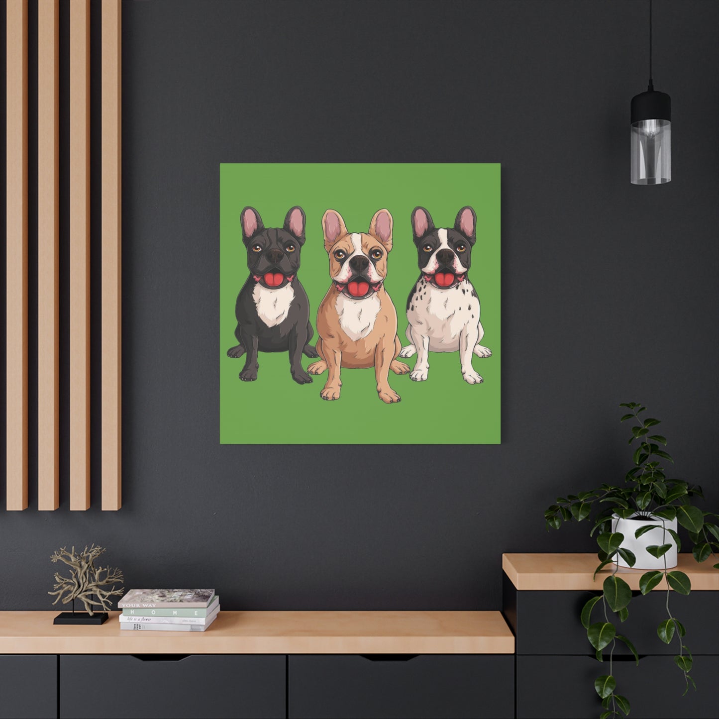 French Bulldog Trio Canvas Wall Art|Eco-Friendly - Limited