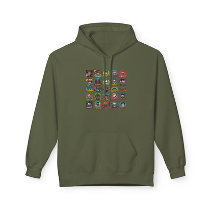 Retro Pop Culture Character Grid Hoodie|Eco-Friendly - Limited