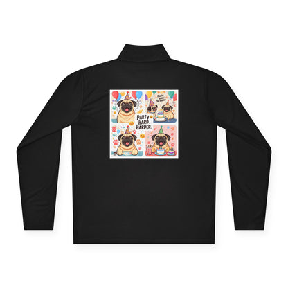 Party Hard Harder Pug Quarter Zip Pullover | Eco-Limited
