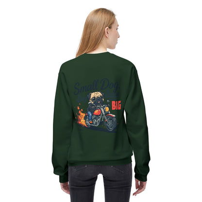 Small Dog Big Attitude Biker Pug Sweatshirt | Eco-Limited