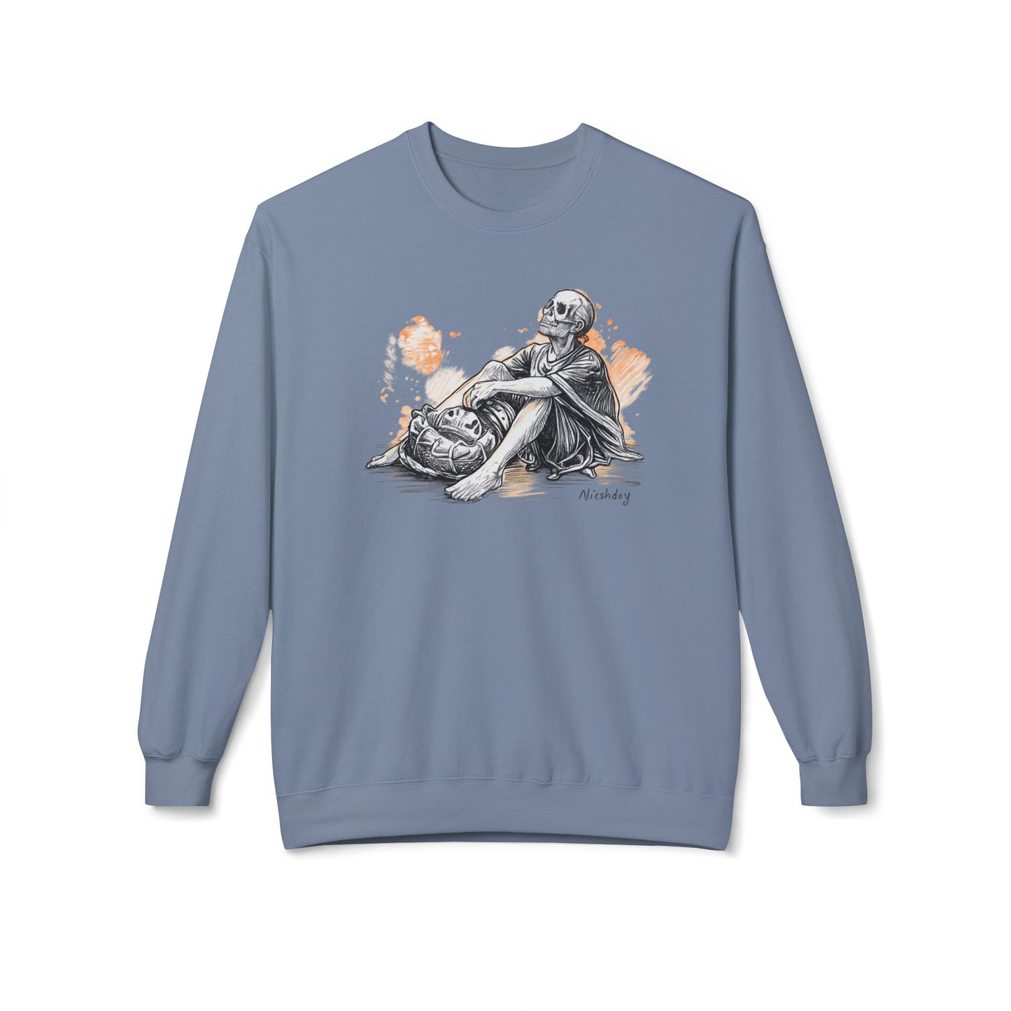 Skeleton Contemplation Sketch Sweatshirt | Eco-Limited