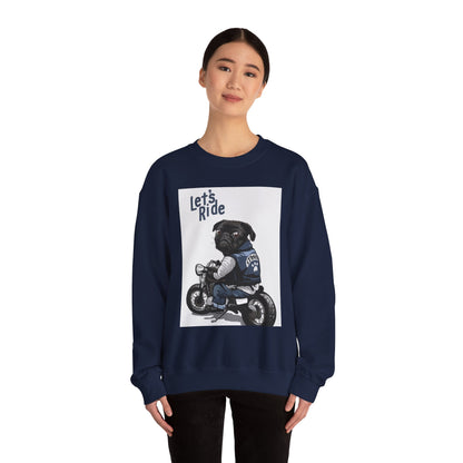 Let’s Ride Biker Pug Graphic Sweatshirt | Eco-Limited