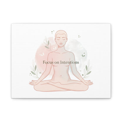Focus on Intentions Canvas | Gentle Wellness Wall Art, Pastel Gradient Meditation Print
