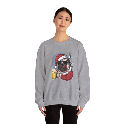 Santa Pug Holding Beer Holiday Crewneck|Eco-Friendly - Limited