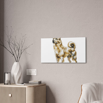 Korean Jindo Dog Illustration Canvas Wall Art | Eco - Limited