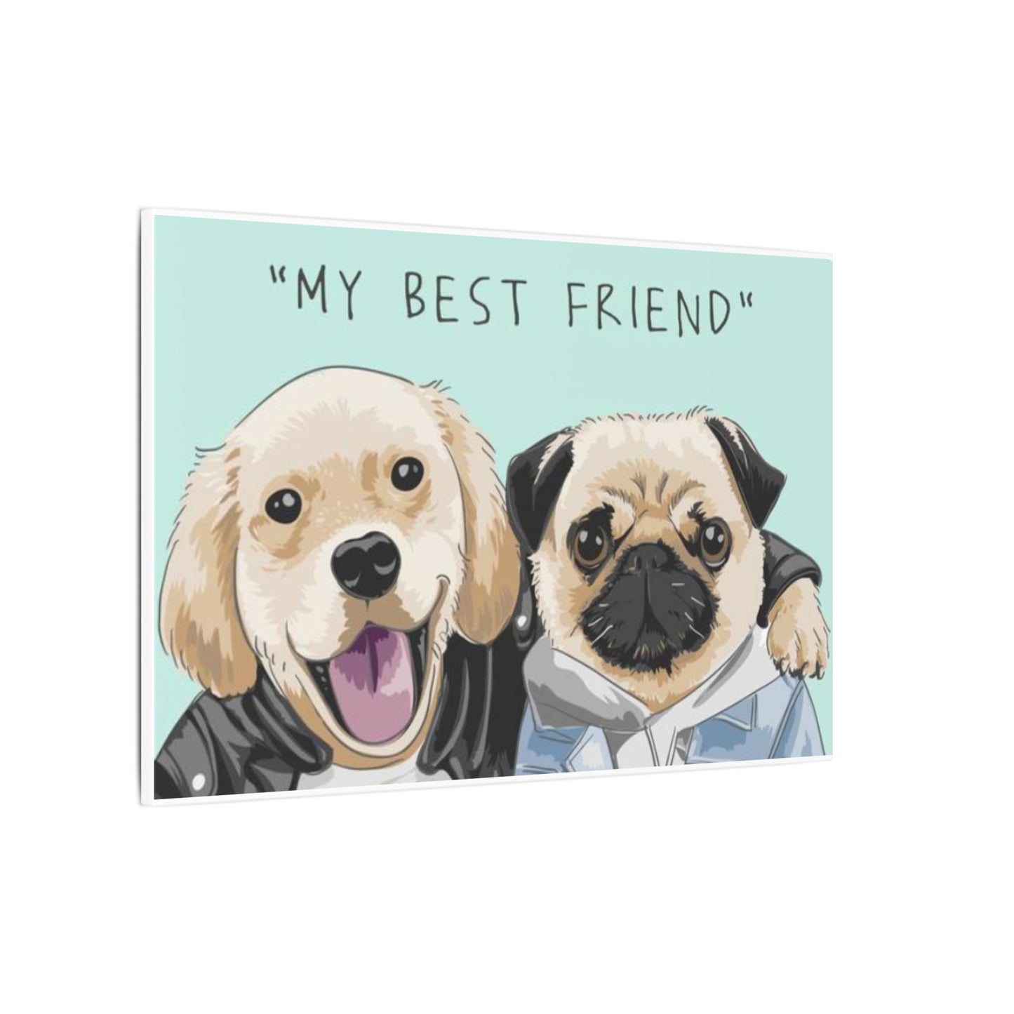 Cute Pug & Puppy Matte Stretched Print