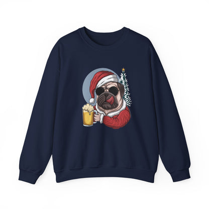 Santa Pug Holding Beer Holiday Crewneck|Eco-Friendly - Limited