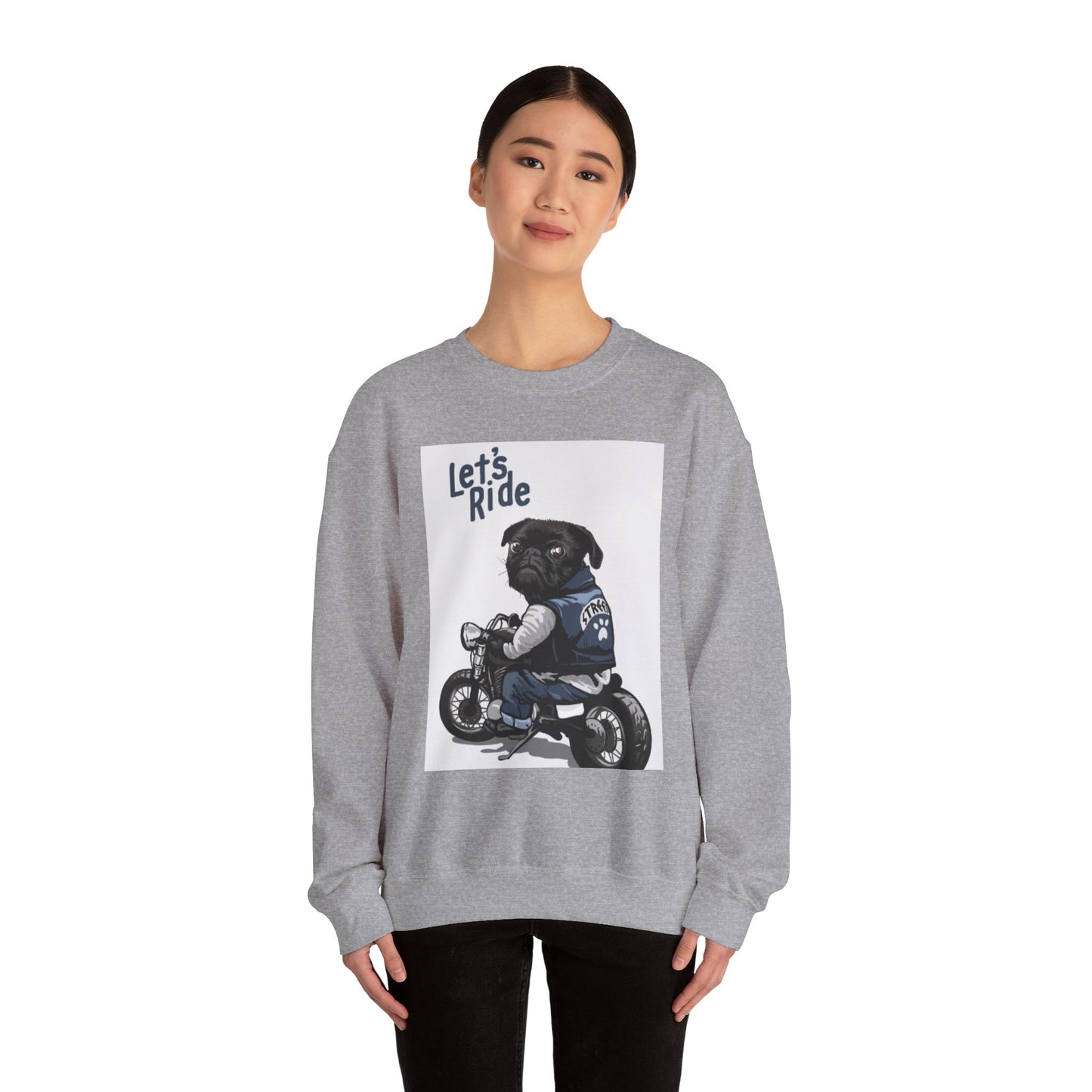 Let’s Ride Biker Pug Graphic Sweatshirt | Eco-Limited