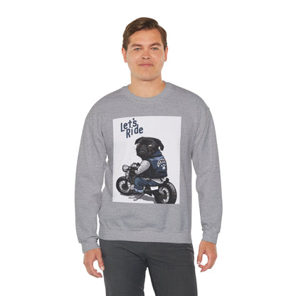 Let’s Ride Biker Pug Graphic Sweatshirt | Eco-Limited