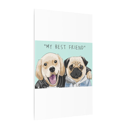 Cute Pug & Puppy Matte Stretched Print