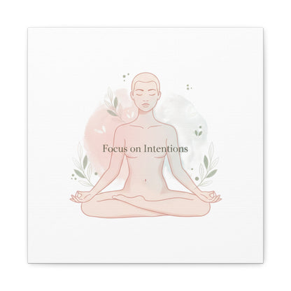 Focus on Intentions Canvas | Gentle Wellness Wall Art, Pastel Gradient Meditation Print