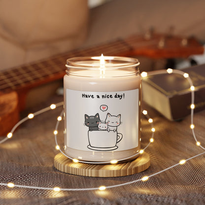 Cute Kittens in Tea Cup Scented Organic Candle
