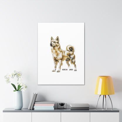 Korean Jindo Dog Illustration Canvas Wall Art | Eco - Limited