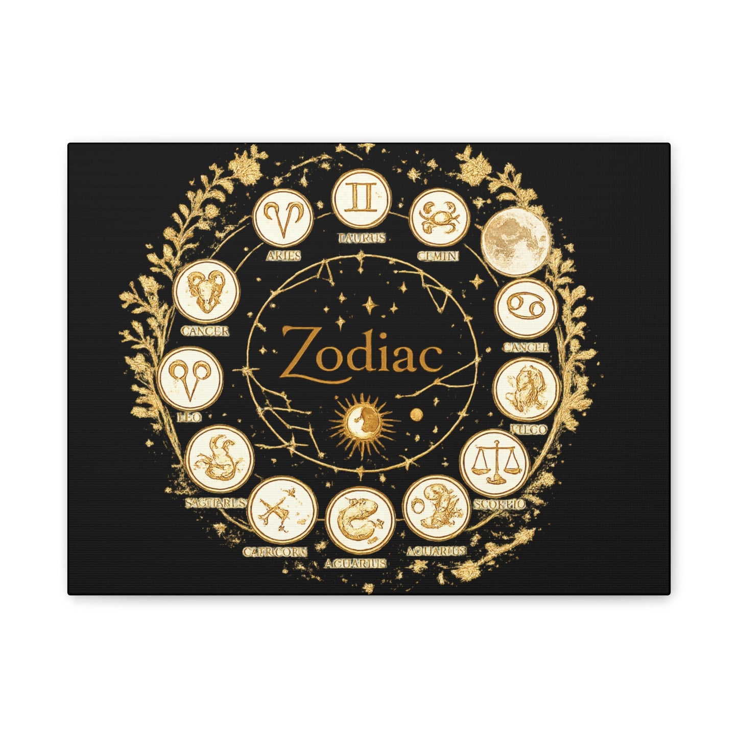 Golden Zodiac Astrology Canvas | Eco-Limited