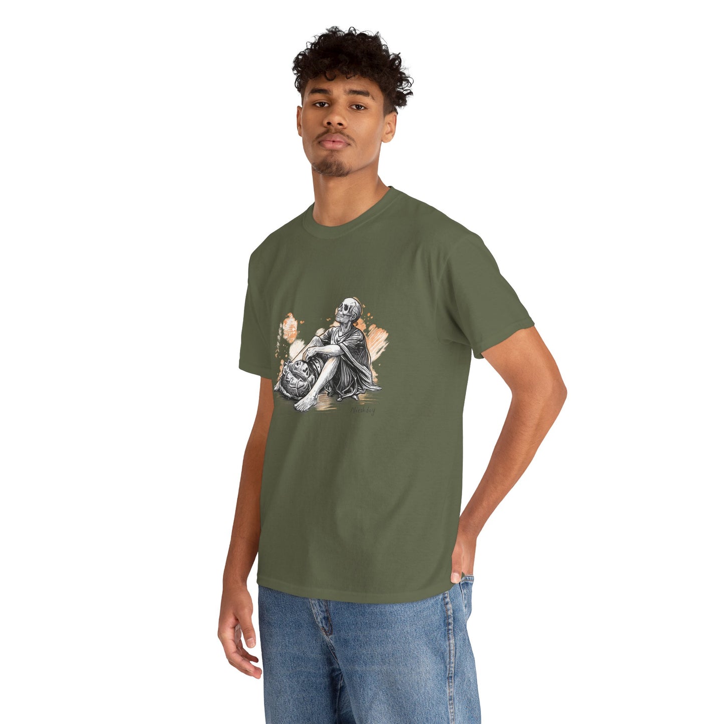 Skeleton Contemplation Sketch T-Shirt | Eco-Limited