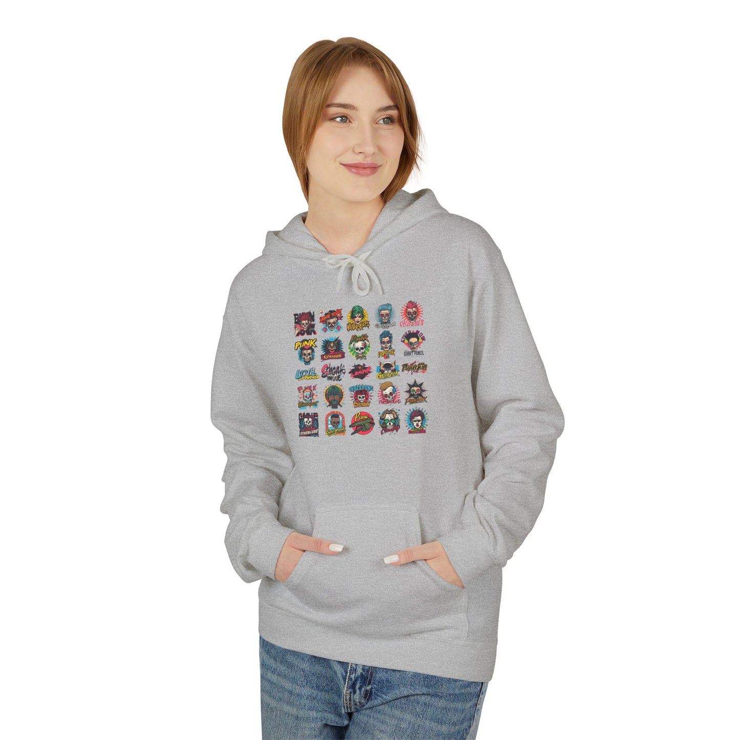Retro Pop Culture Character Grid Hoodie|Eco-Friendly - Limited