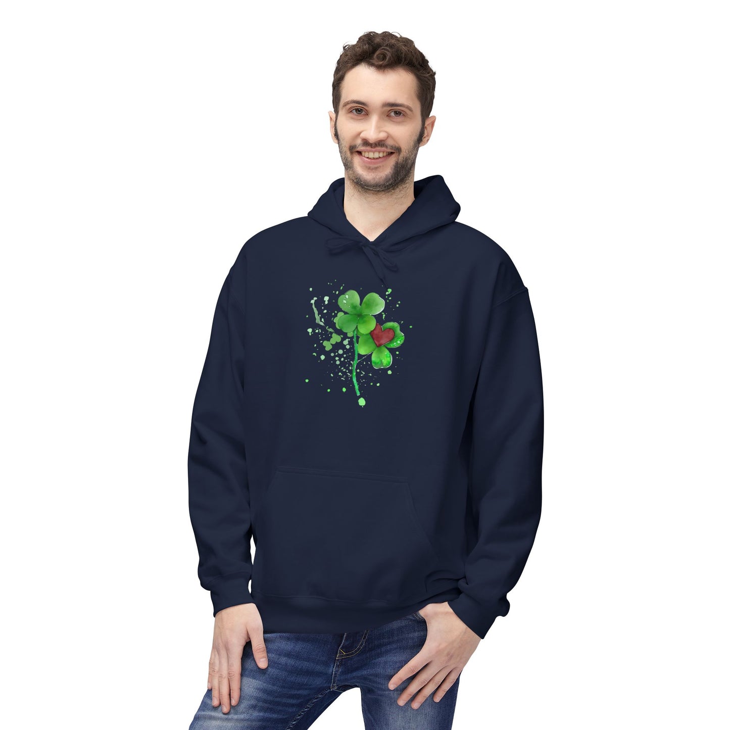 Lucky Heart Clover Watercolor Hoodie | Eco-Limited