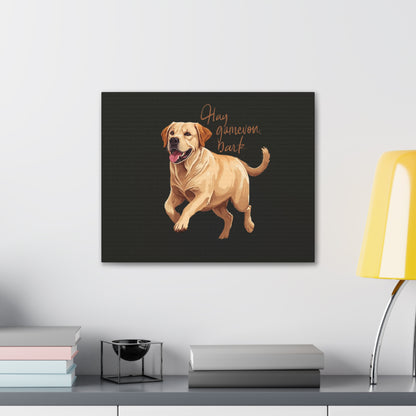 Happy Gamelon Bark Dog Canvas Wall Art | Eco-Limited