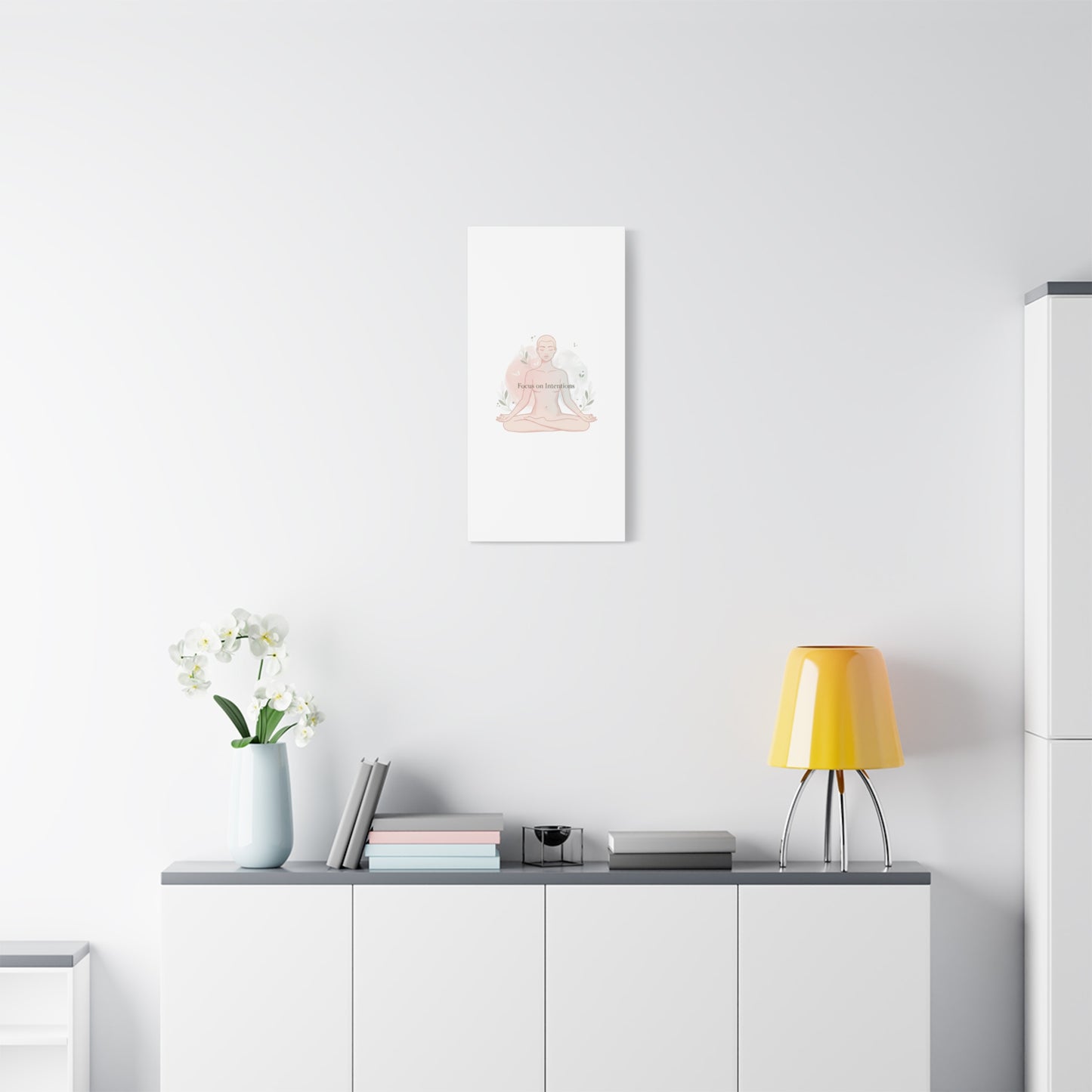 Focus on Intentions Canvas | Gentle Wellness Wall Art, Pastel Gradient Meditation Print