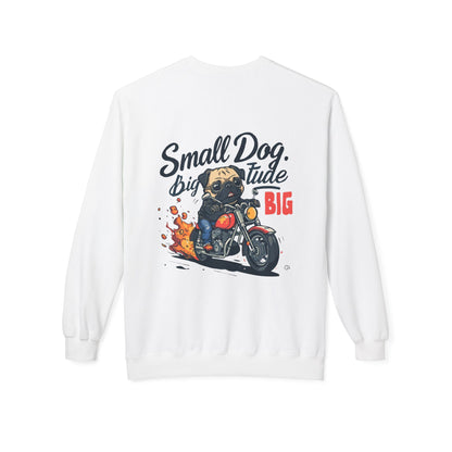 Small Dog Big Attitude Biker Pug Sweatshirt | Eco-Limited