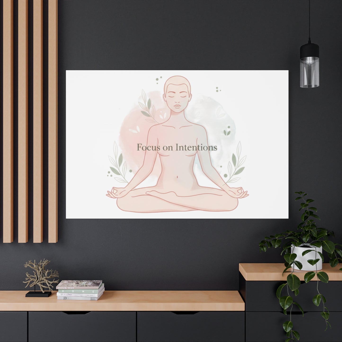 Focus on Intentions Canvas | Gentle Wellness Wall Art, Pastel Gradient Meditation Print