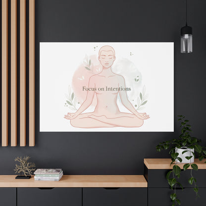 Focus on Intentions Canvas | Gentle Wellness Wall Art, Pastel Gradient Meditation Print