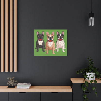 French Bulldog Trio Canvas Wall Art|Eco-Friendly - Limited