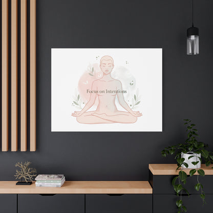 Focus on Intentions Canvas | Gentle Wellness Wall Art, Pastel Gradient Meditation Print